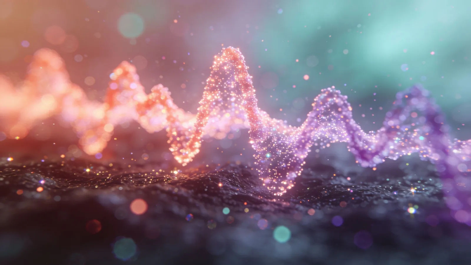 Bouncy pastel glowing audio waveform