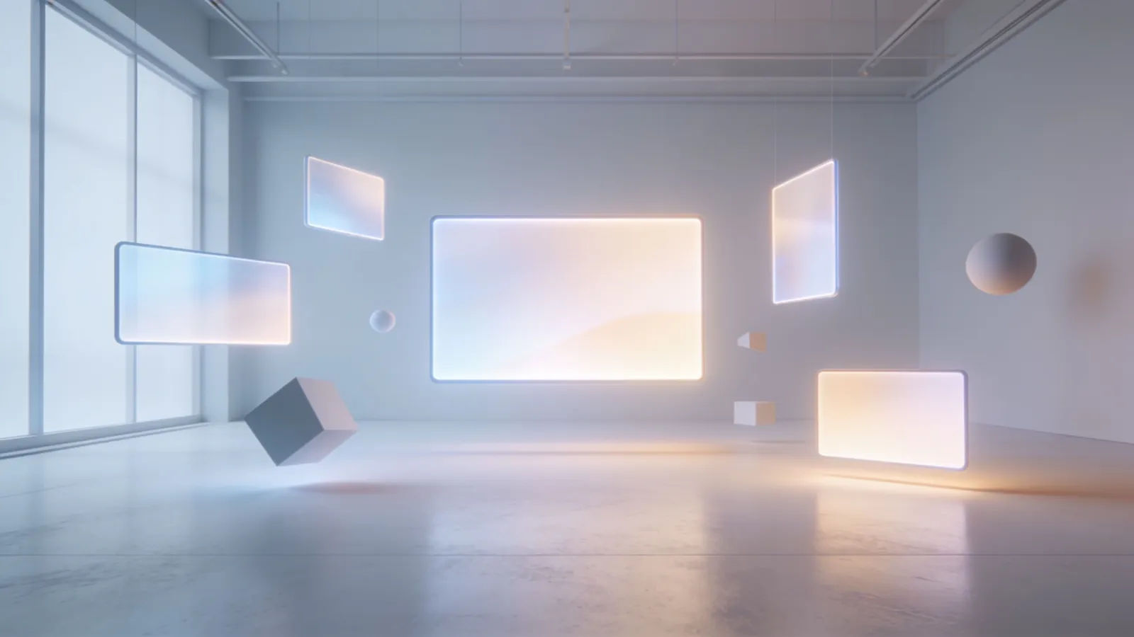 Bright minimal modern explainer-video studio set