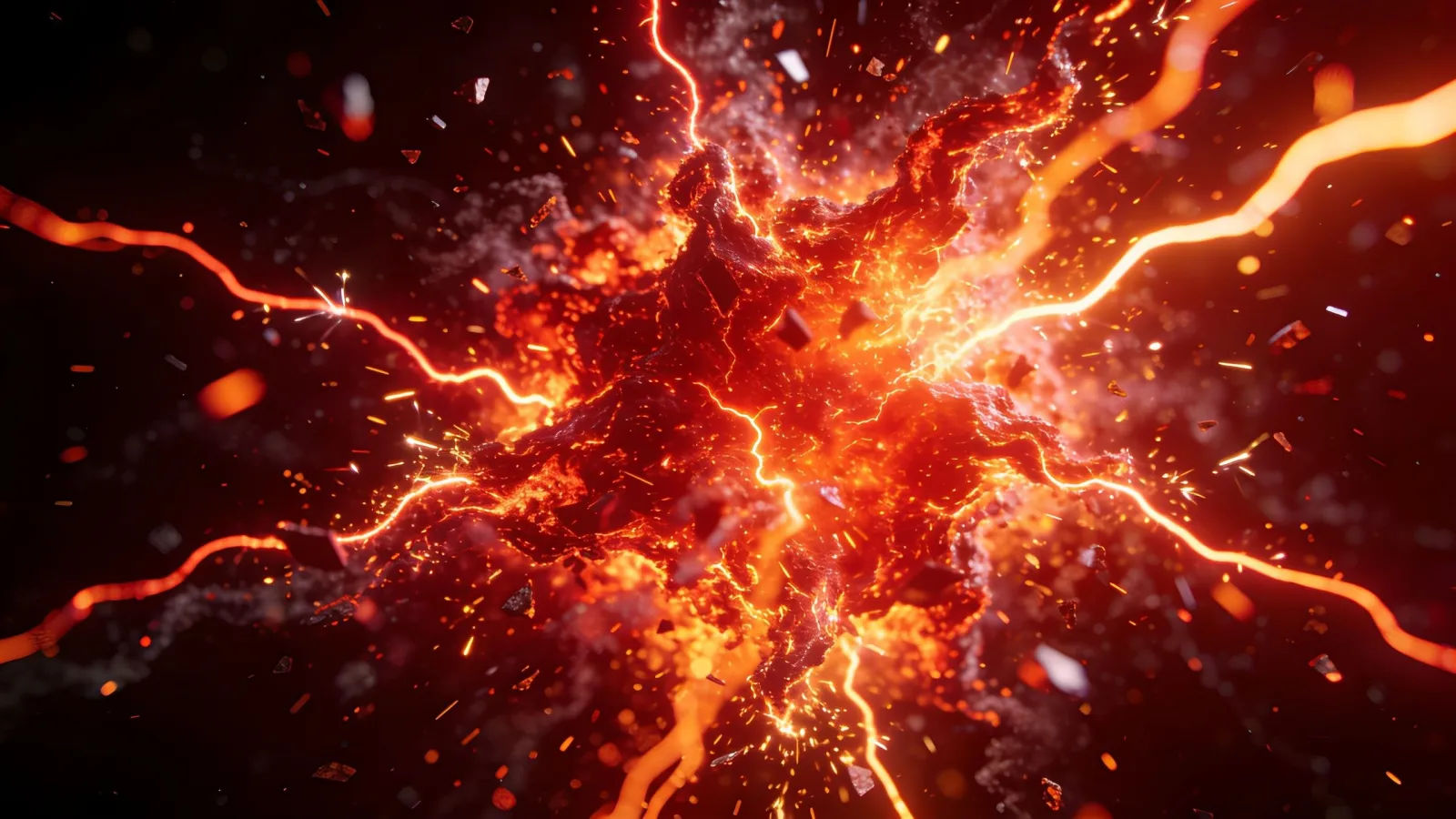 Explosive bursting waveform erupting with sparks