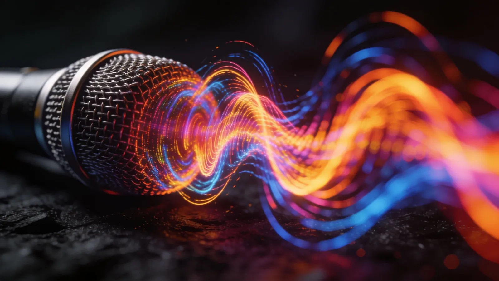 Microphone with vivid dynamic multicolor waveform