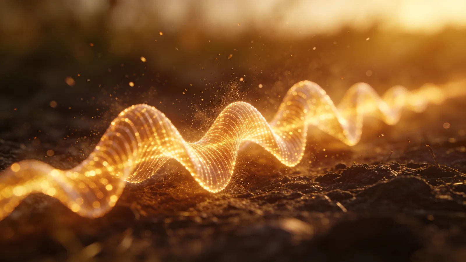 Warm golden rolling glowing waveform