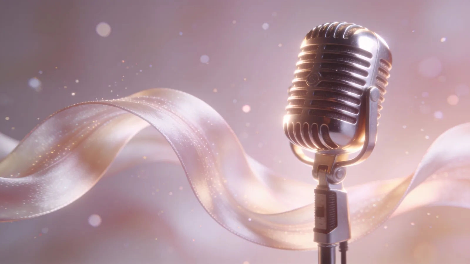 Soft flowing waveform beside graceful microphone