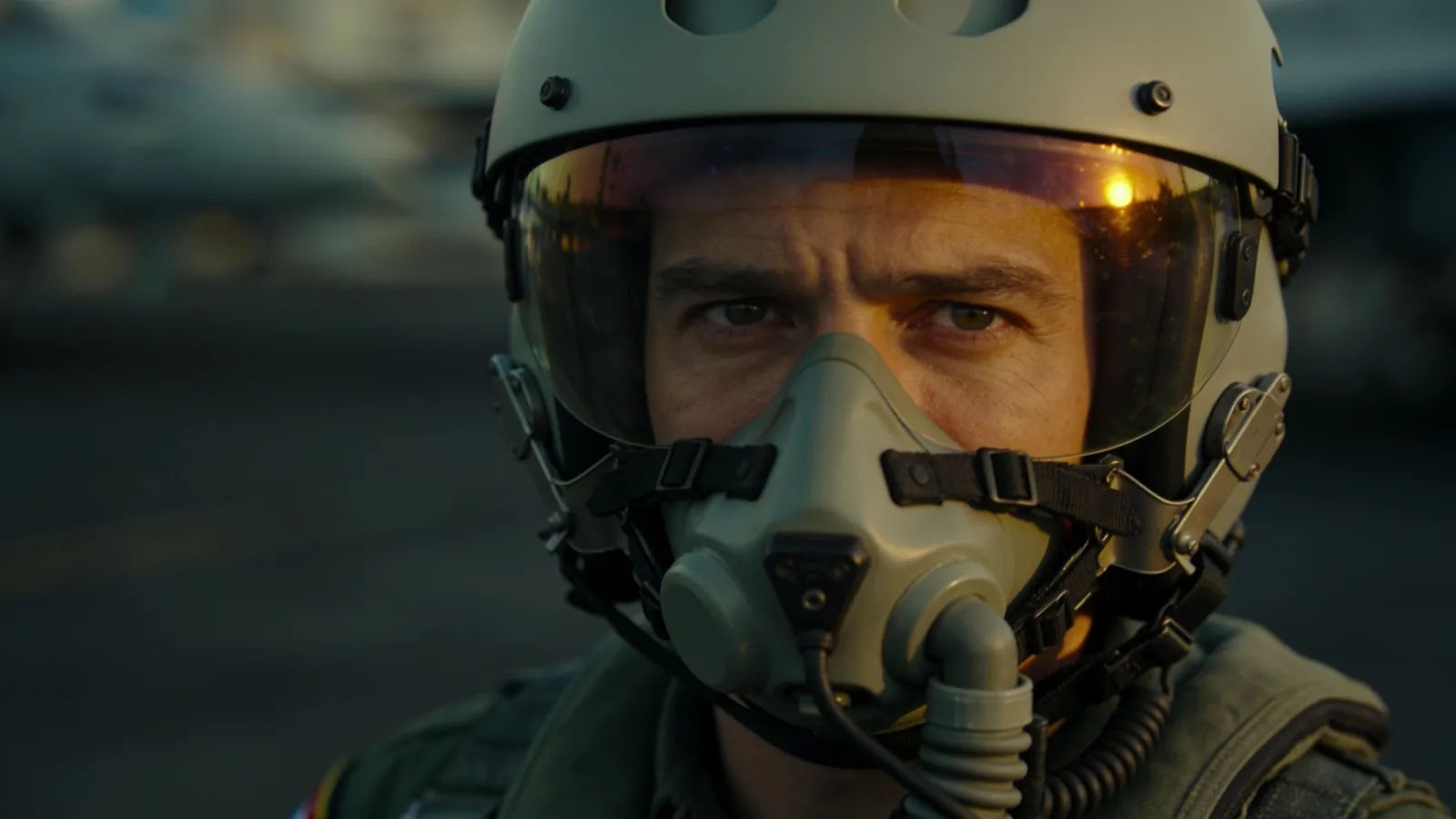 Generic aviator in an unmarked flight helmet