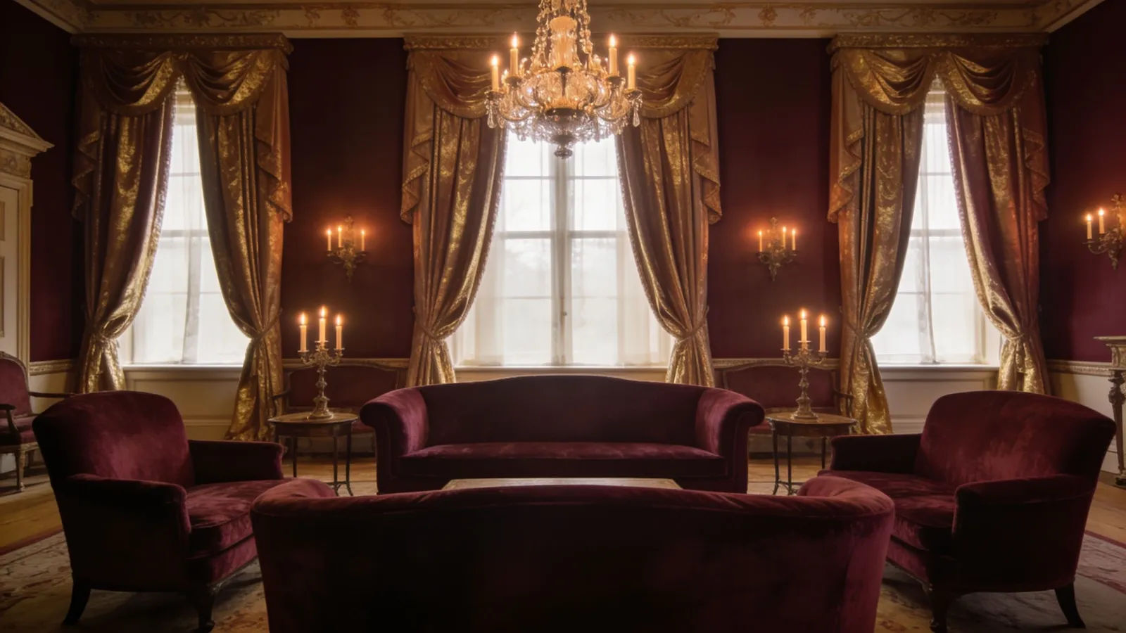 Opulent candlelit period drawing room