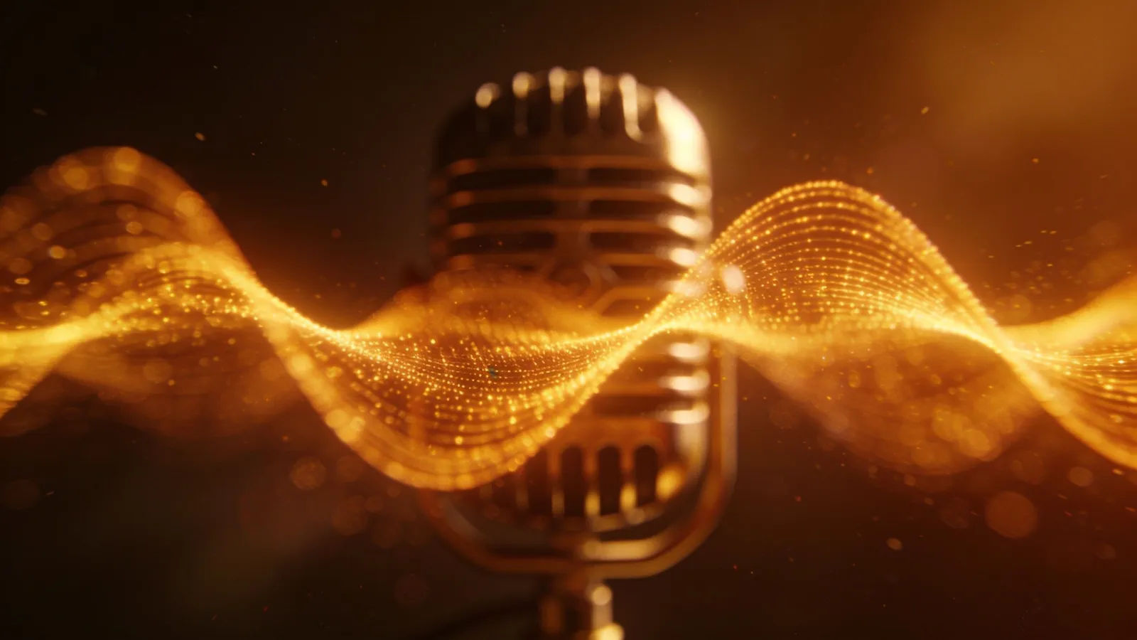 Soft honey waveform with vintage ribbon microphone