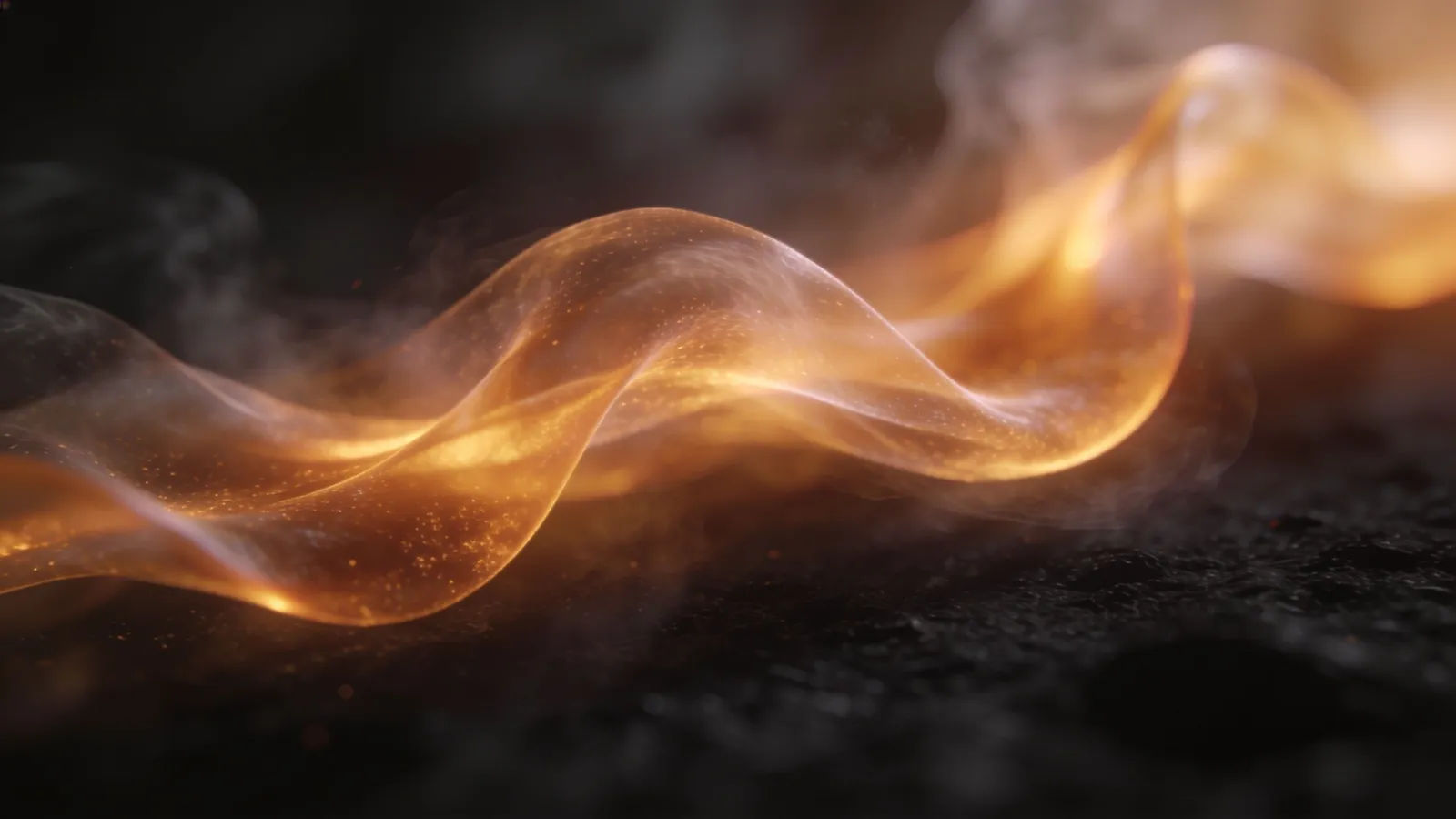 Gentle warm glowing waveform drifting slow and soft