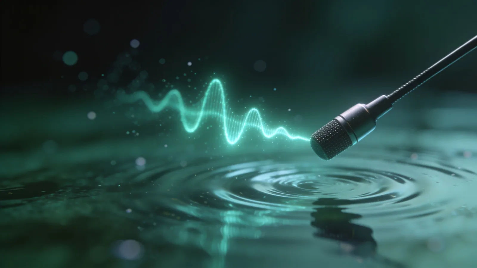 Soft waveform rippling over still water by microphone