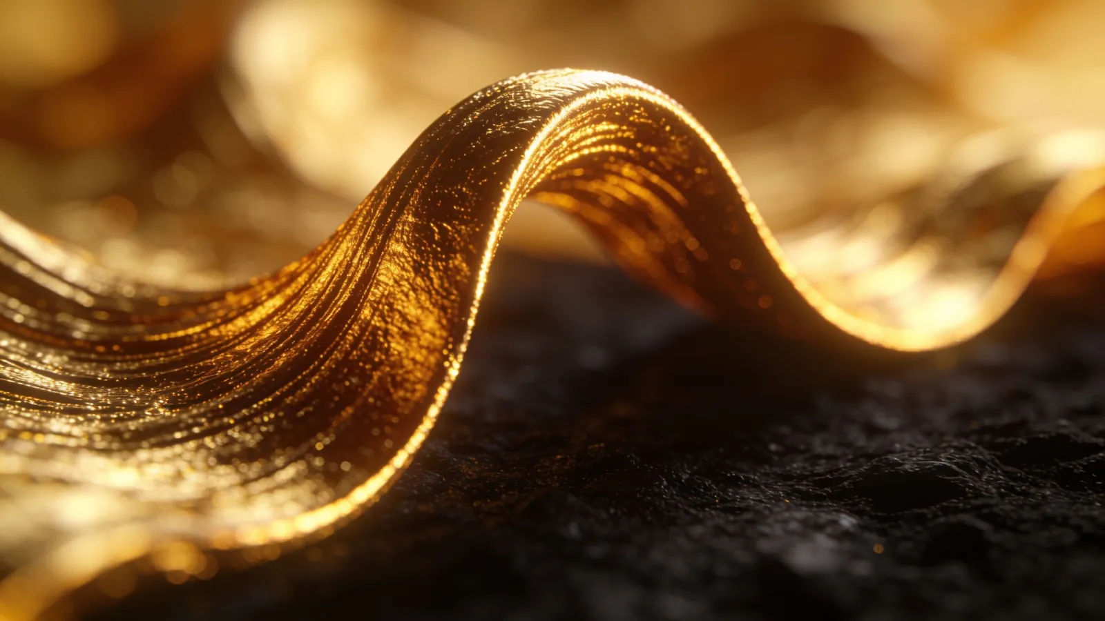 Bold golden waveform rising in triumphant arc
