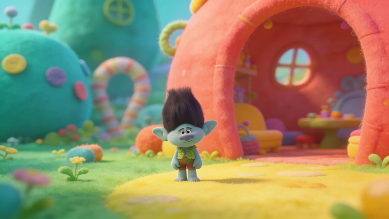 Colorful cartoon world with oversized props