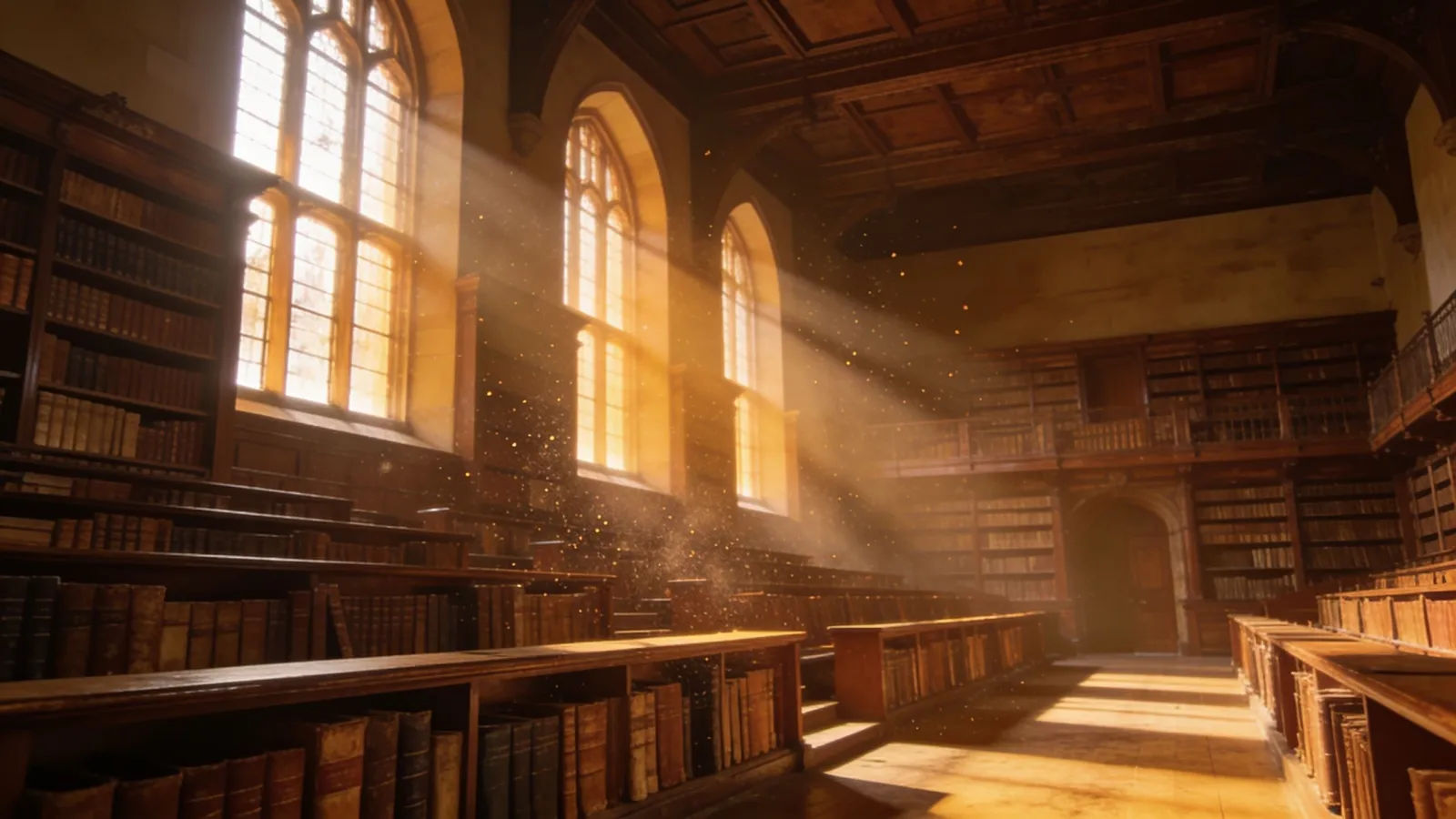 Grand old lecture hall with light shafts