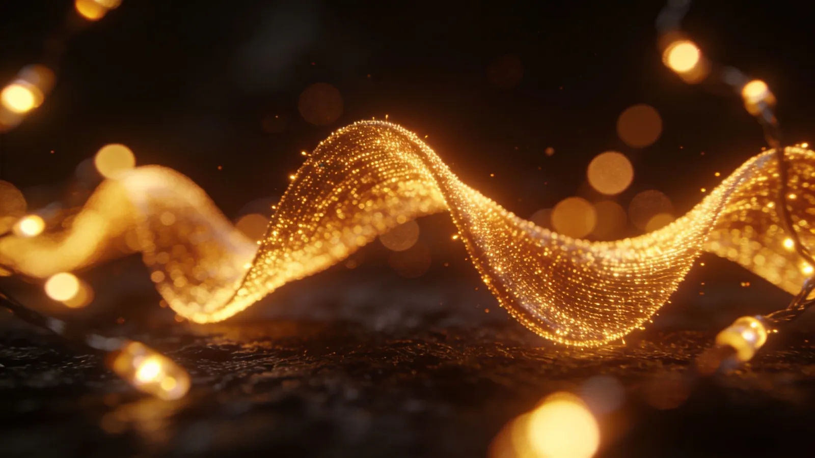 Warm golden waveform wreathed in soft fairy lights