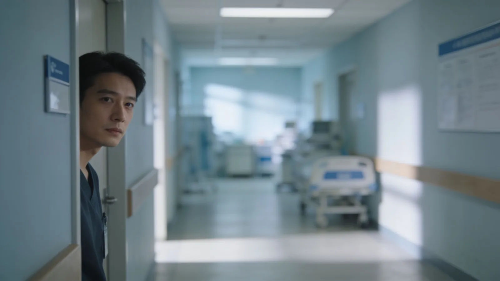 Clean generic clinical corridor in soft diffused light