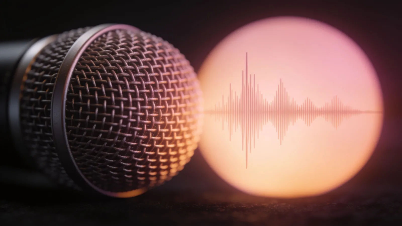 Soft warm soundwave beside a cozy microphone