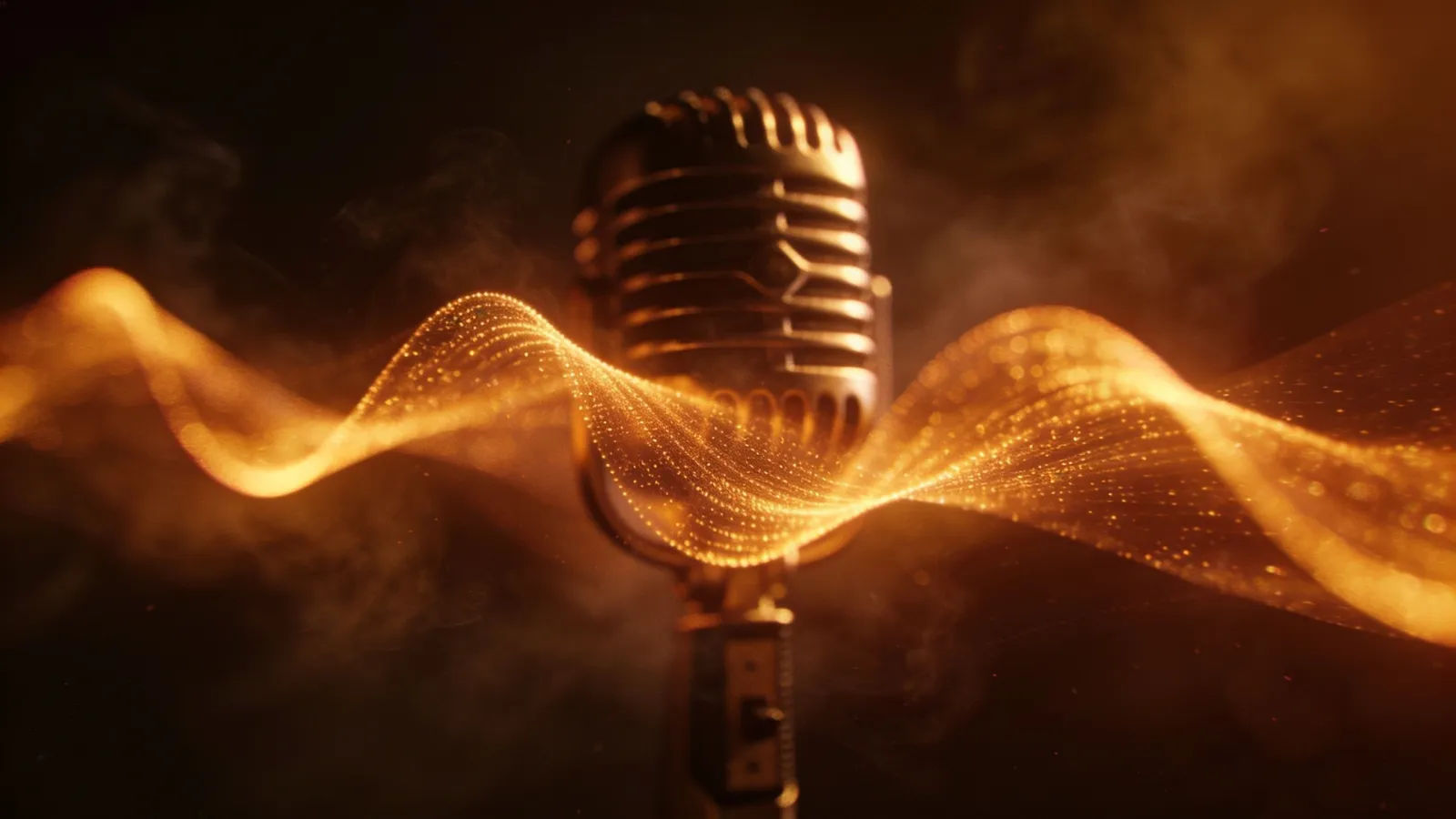 Velvety amber waveform with classic lounge microphone