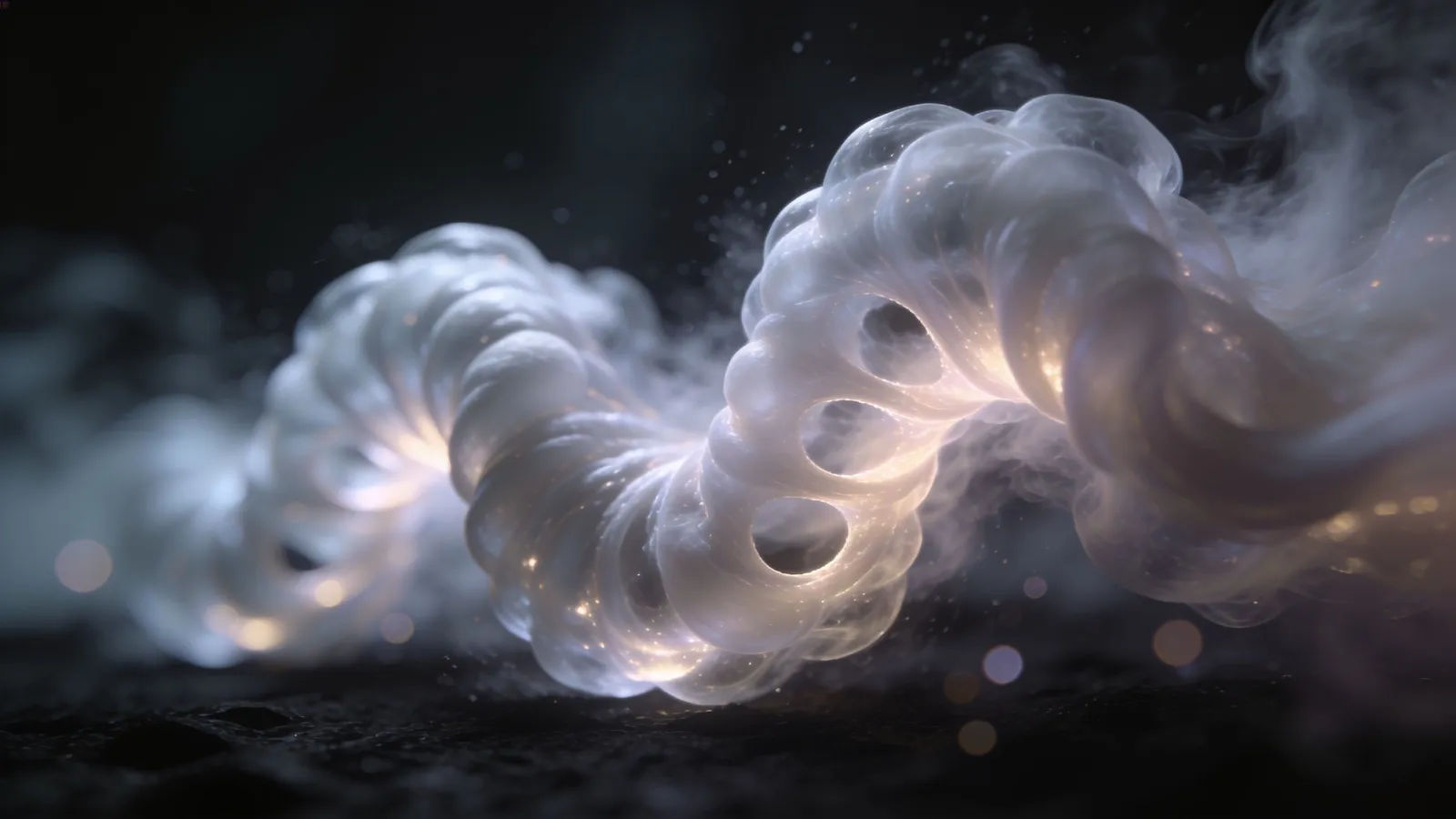 Glowing waveform blustering in big hollow arcs