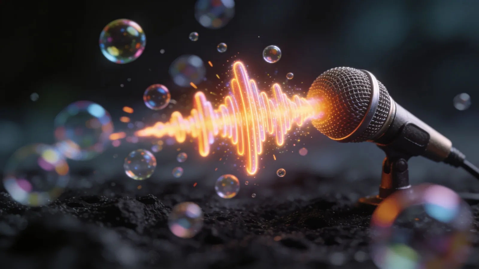 Bouncy bright waveform popping from a small microphone