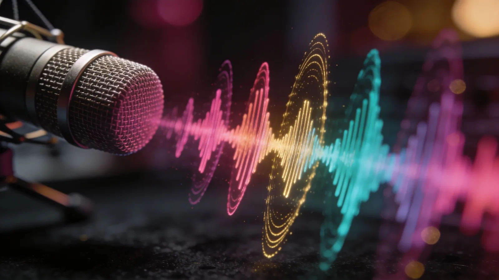 Overlapping multicolored soundwaves showing vocal range