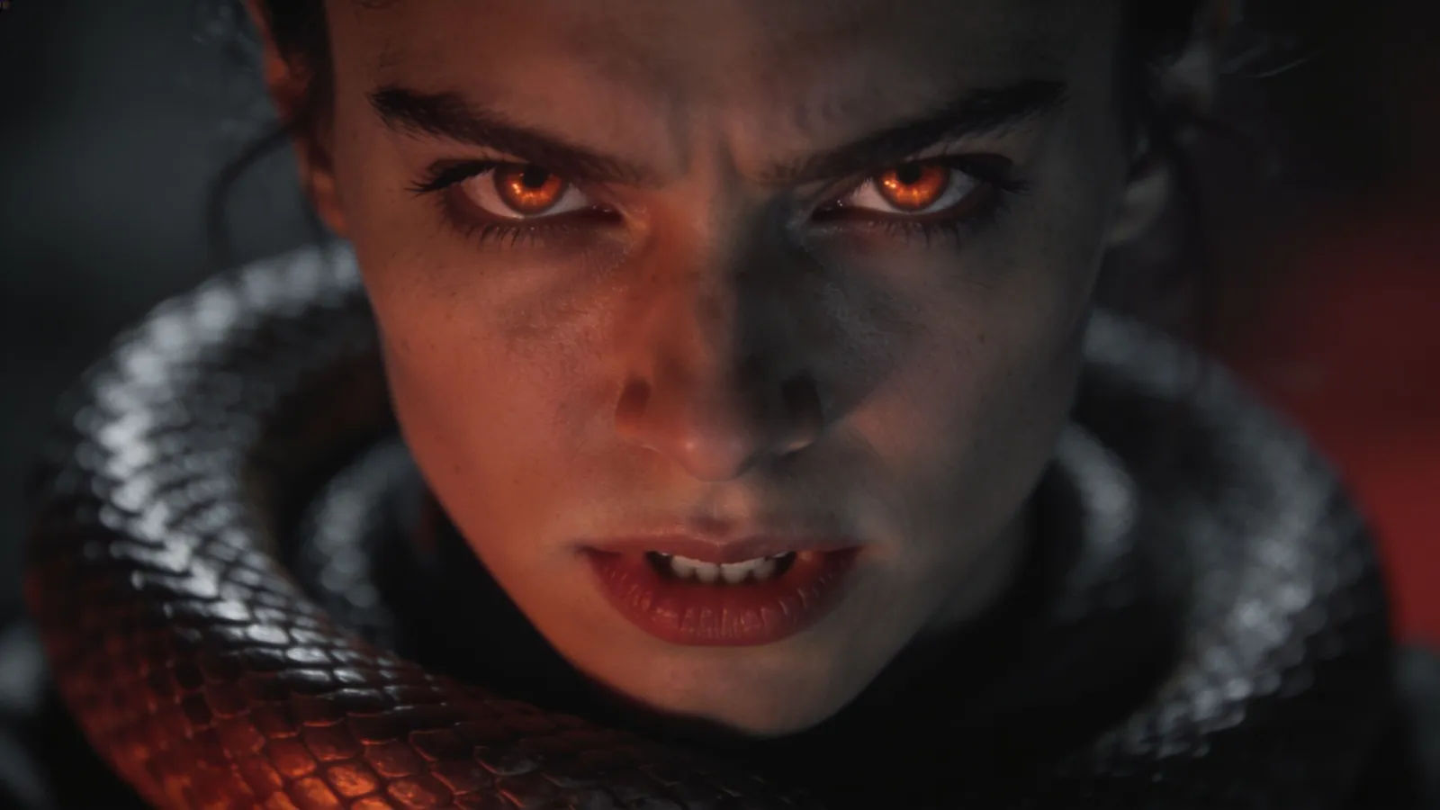 Intense lead in close portrait with controlled fury