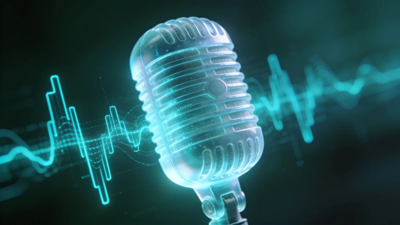 Microphone with crisp cyan data-line waveform
