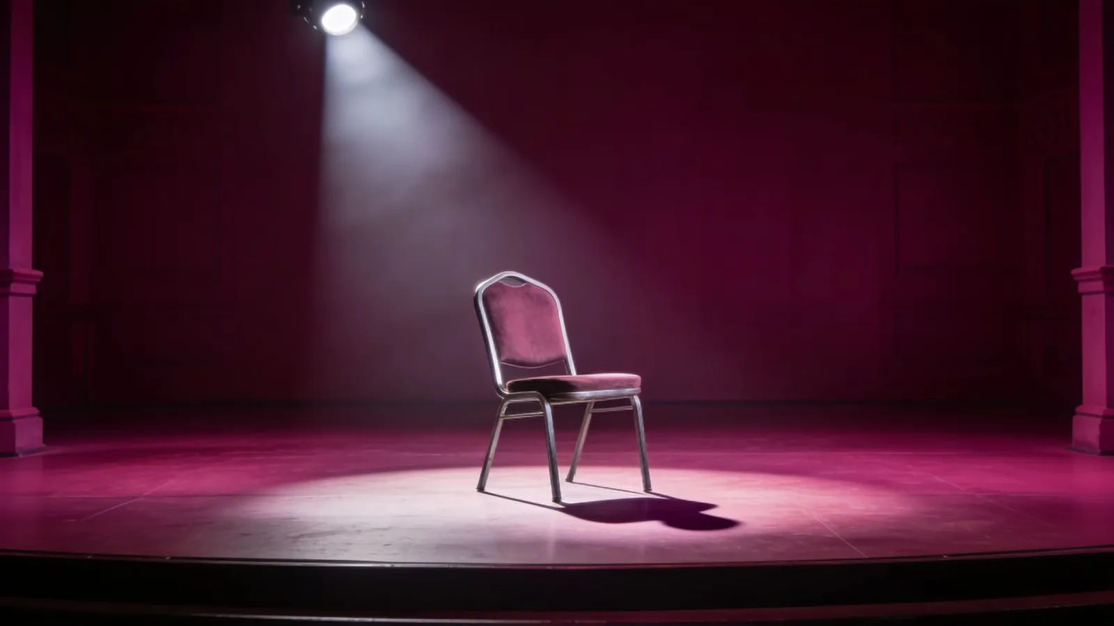 Comedy stage set with single spotlight