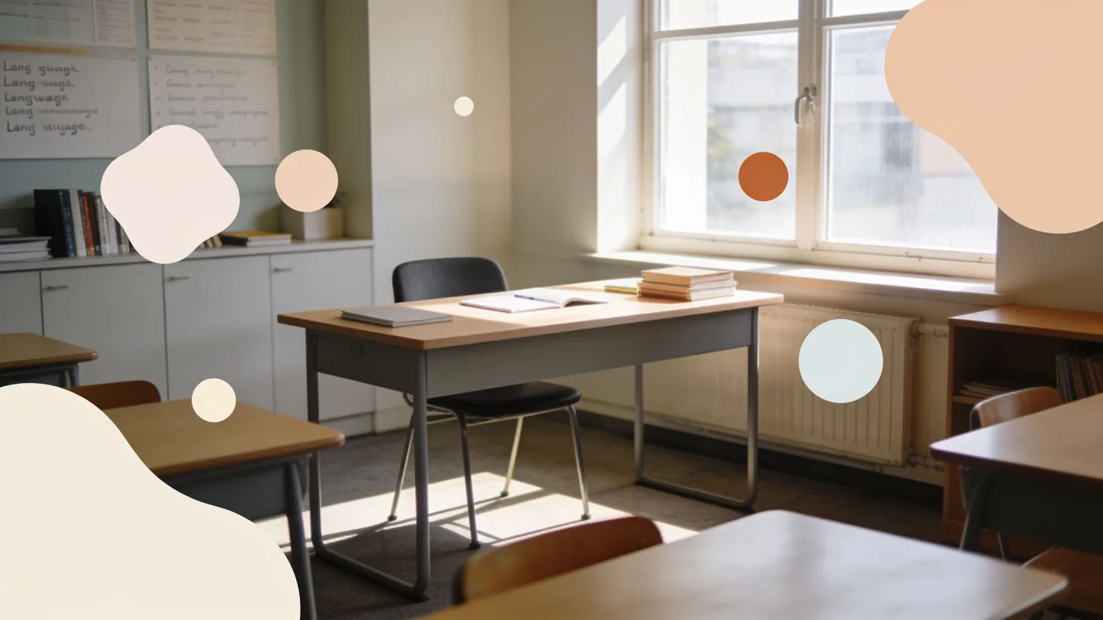 Bright modern study space by a window