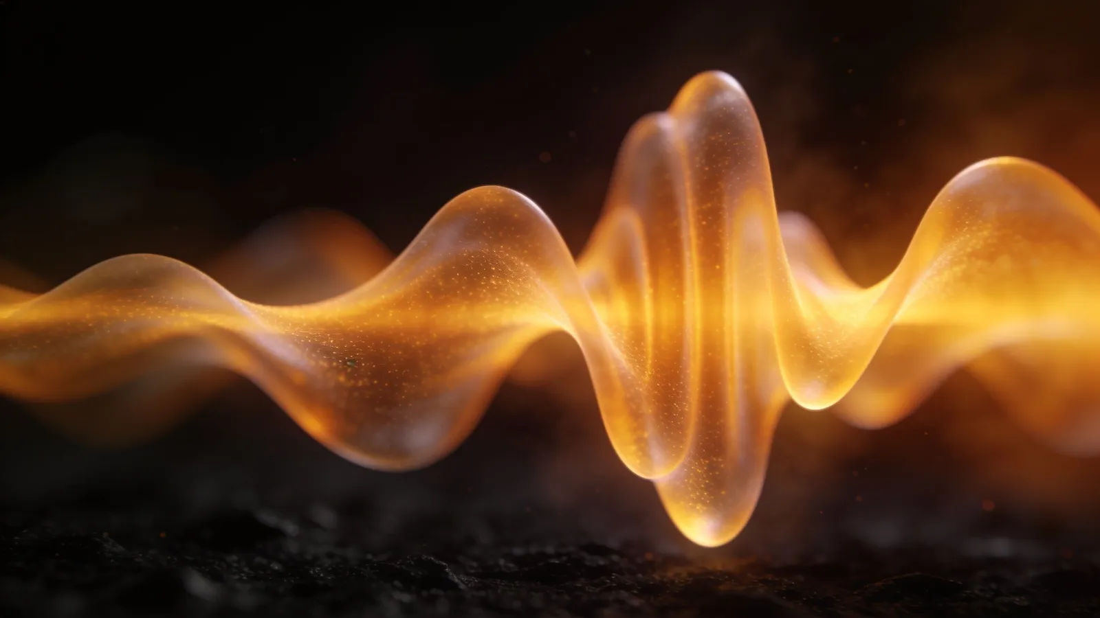 Slow drifting amber audio waveform on black