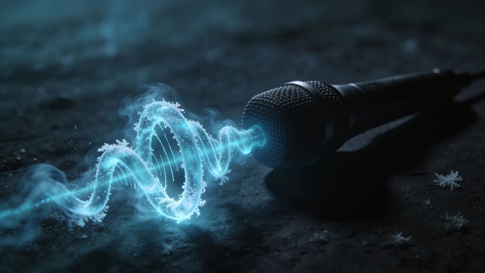 Spectral cyan waveform like frost smoke