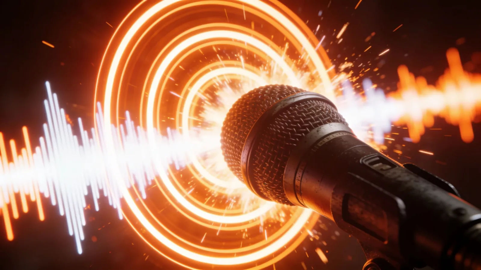 Microphone with explosive radiating sound rings