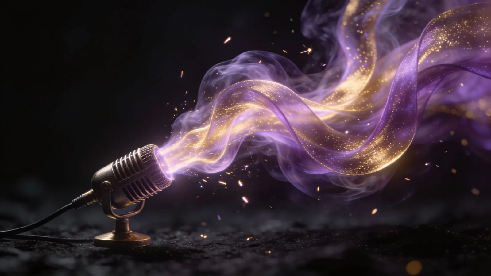 Waveform swirling like smoke from a vintage microphone