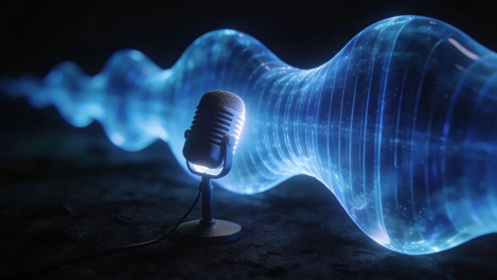 Even deep-blue waveform by broadcast microphone