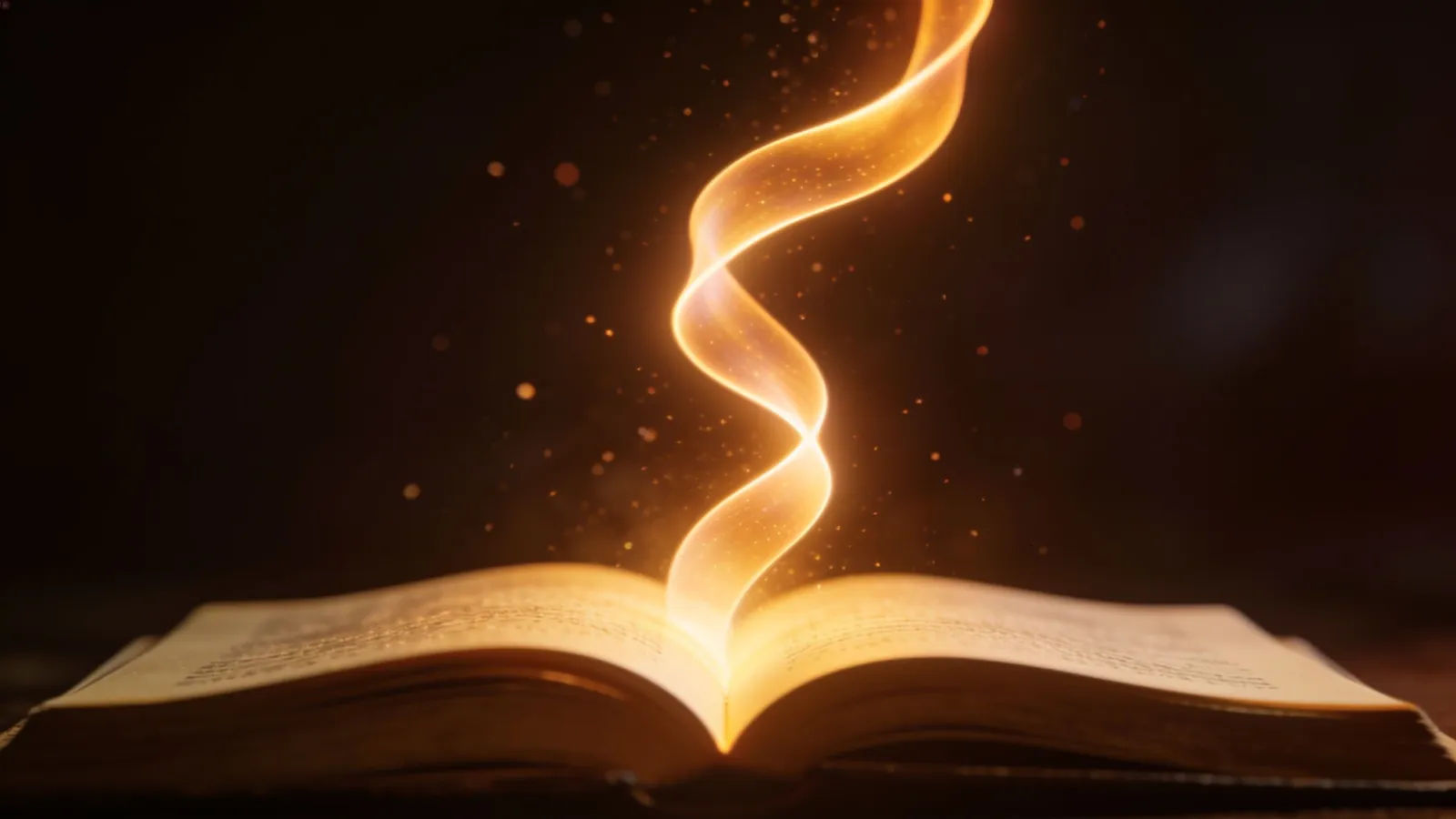 Luminous waveform rising from open book pages