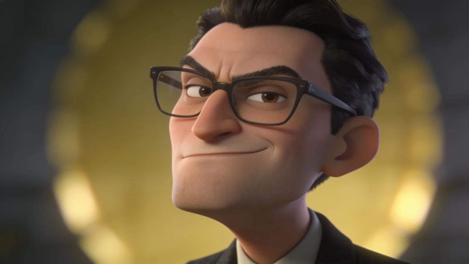 Smug bespectacled know-it-all with raised chin