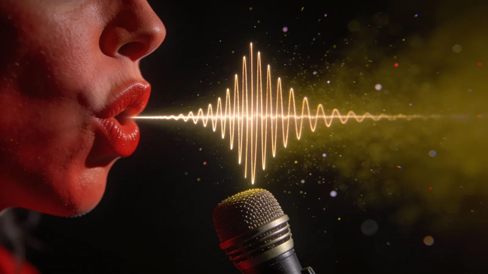 Thin reedy pinched waveform above a microphone