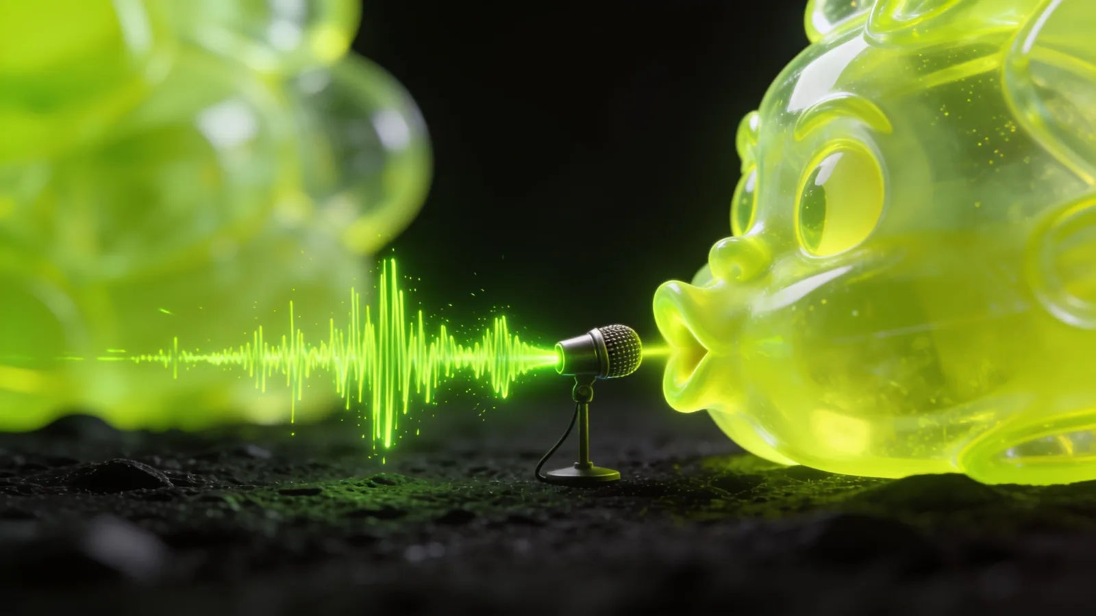 Buzzy lime waveform by comedic microphone