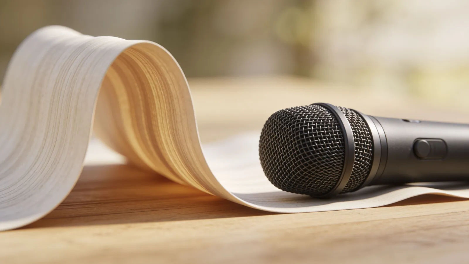 Modern podcast microphone with soft organic waveform