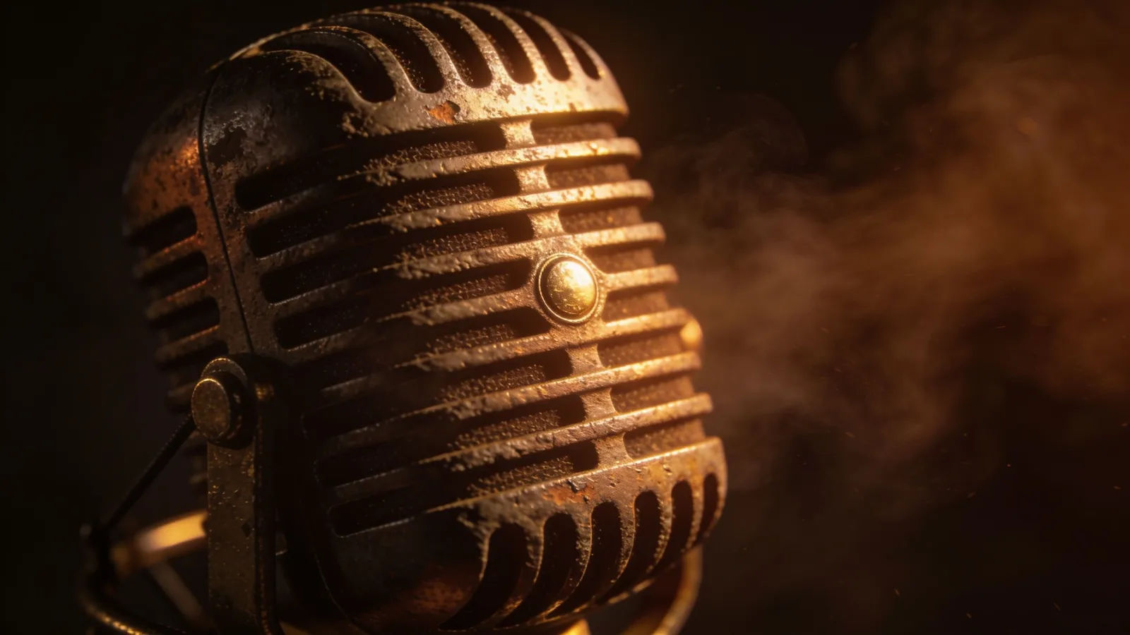 Microphone with heavy low rumbling waveform in haze
