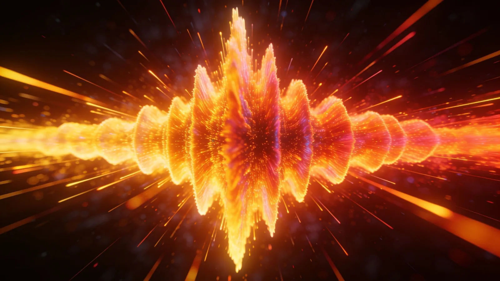 Huge radiant soundwave bursting in saturated color