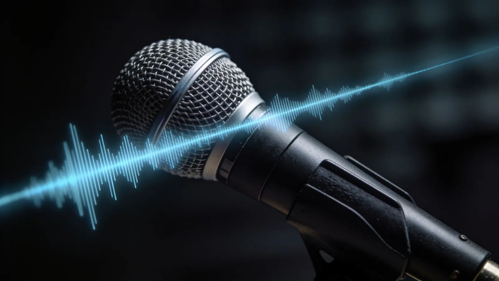 Studio microphone with thin cool clipped soundwave