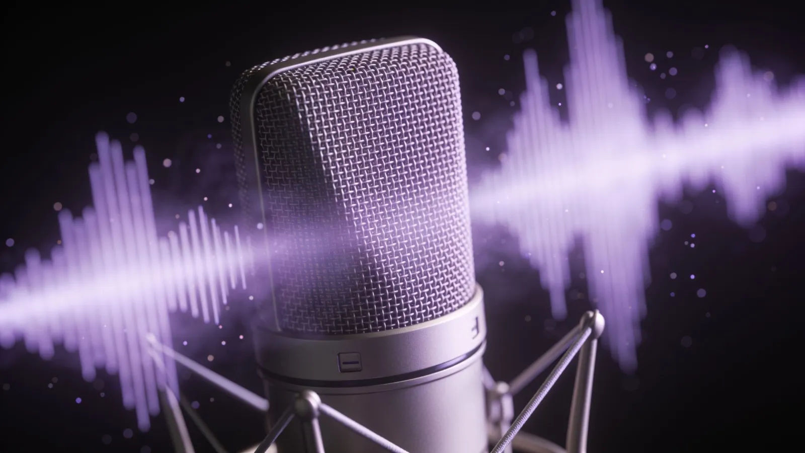 Soft pale low-amplitude waveform around a microphone