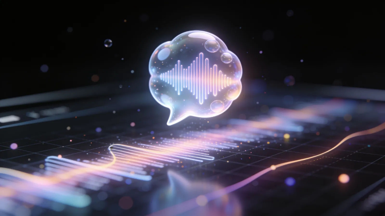Glowing bubbly pastel soundwave macro close-up