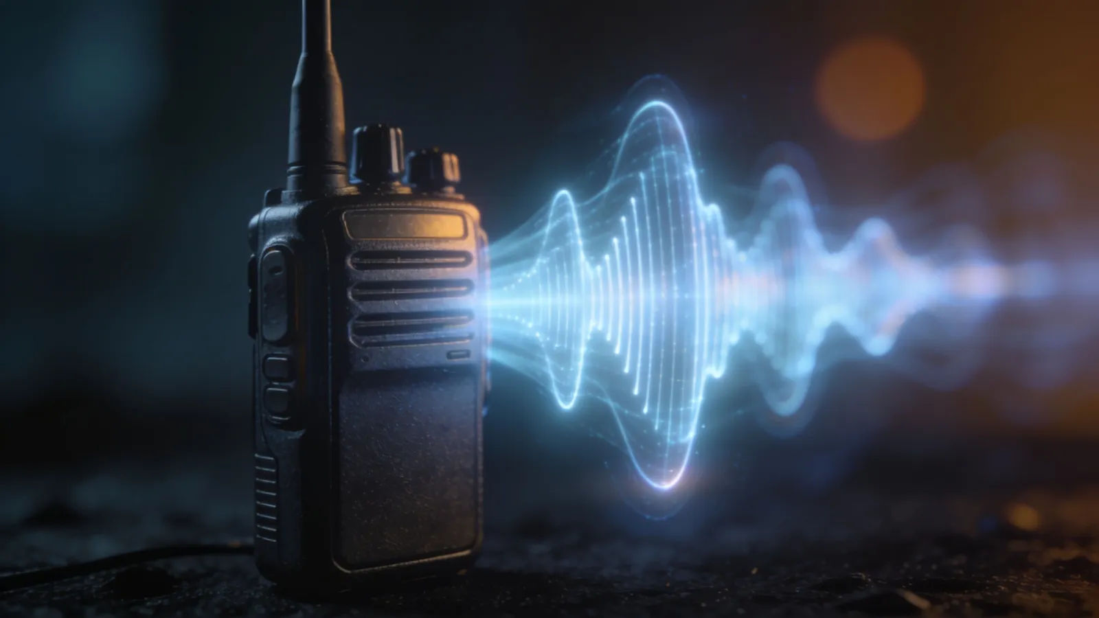 Glowing waveform from a handheld two-way radio