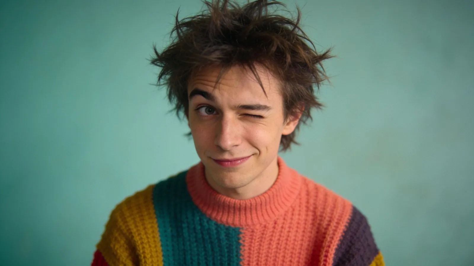 Eccentric oddball character with wild hair