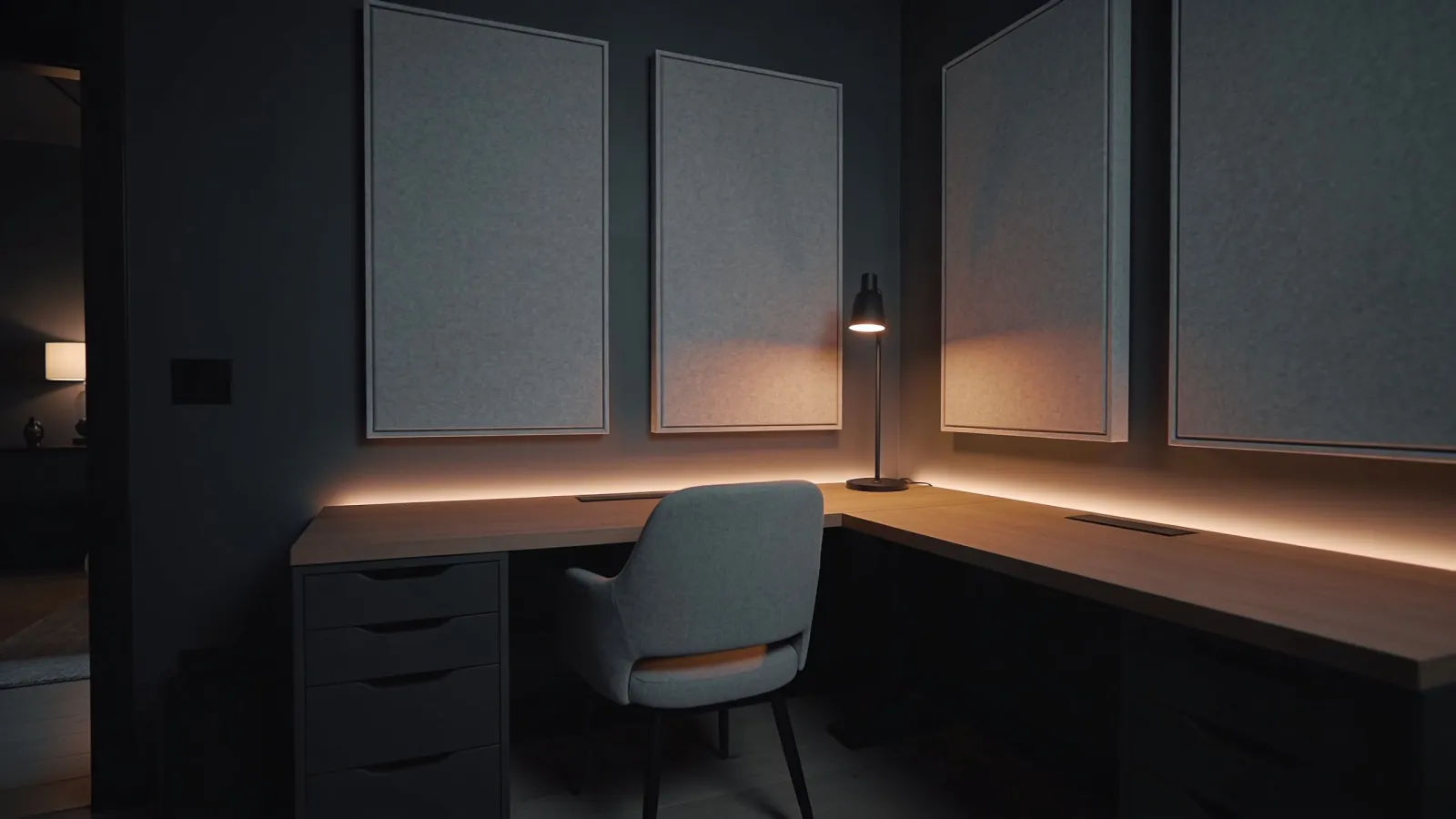 Cozy home studio corner for recording explainers and podcasts