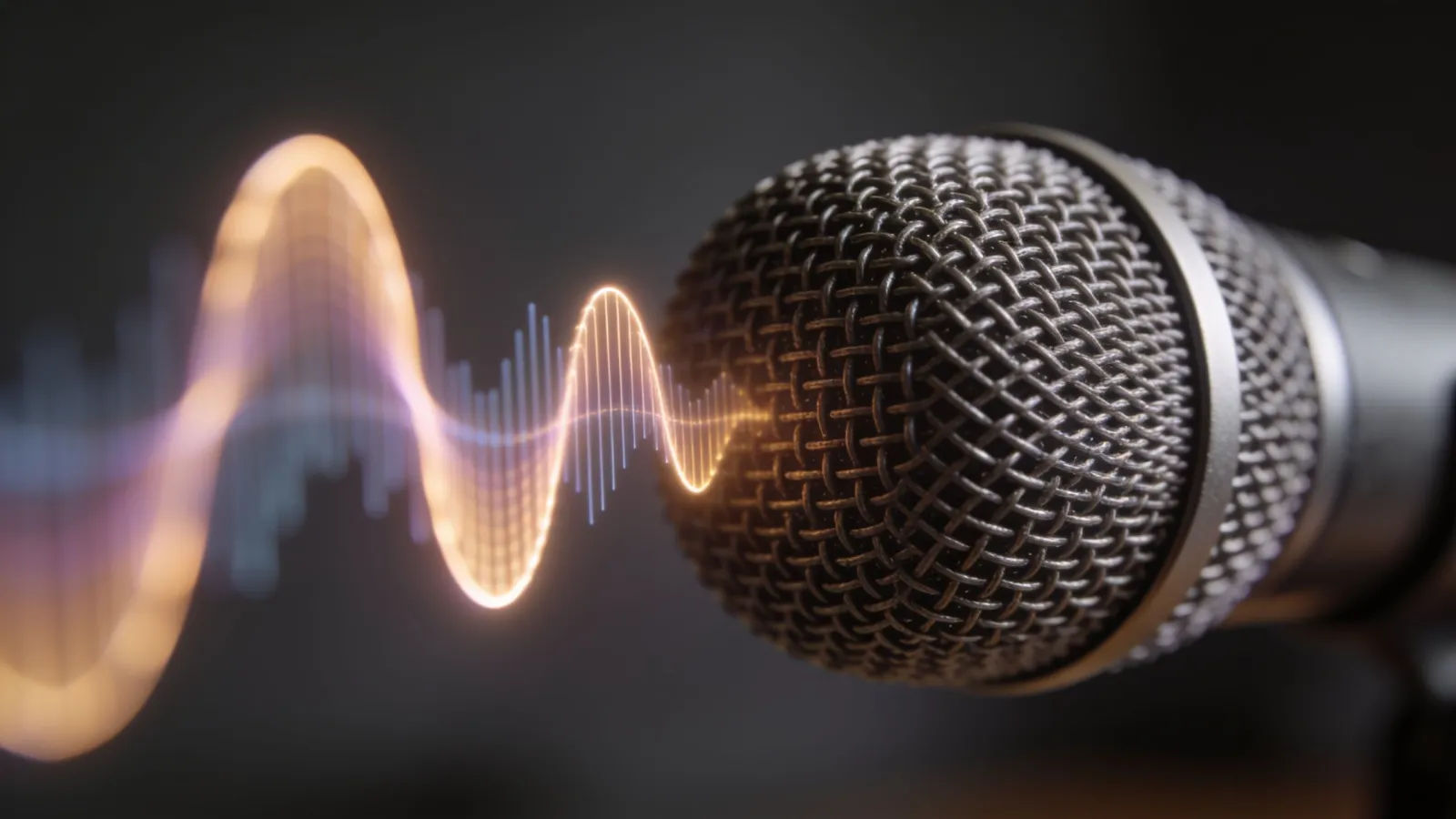 Casual podcast microphone with a gentle waveform