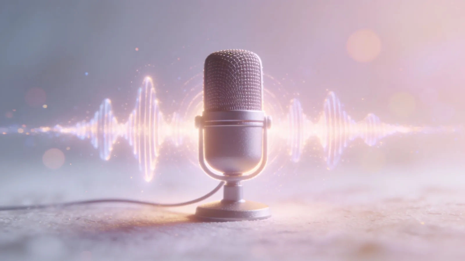 Microphone with gentle softly glowing sine waveform
