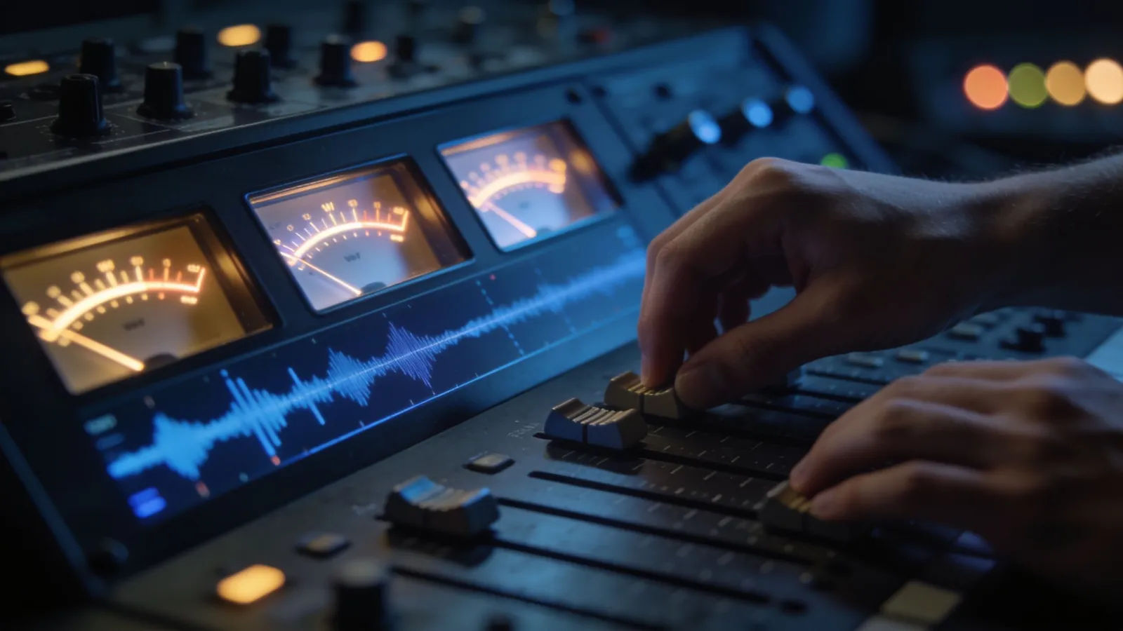 Hands on premium dark mixing console