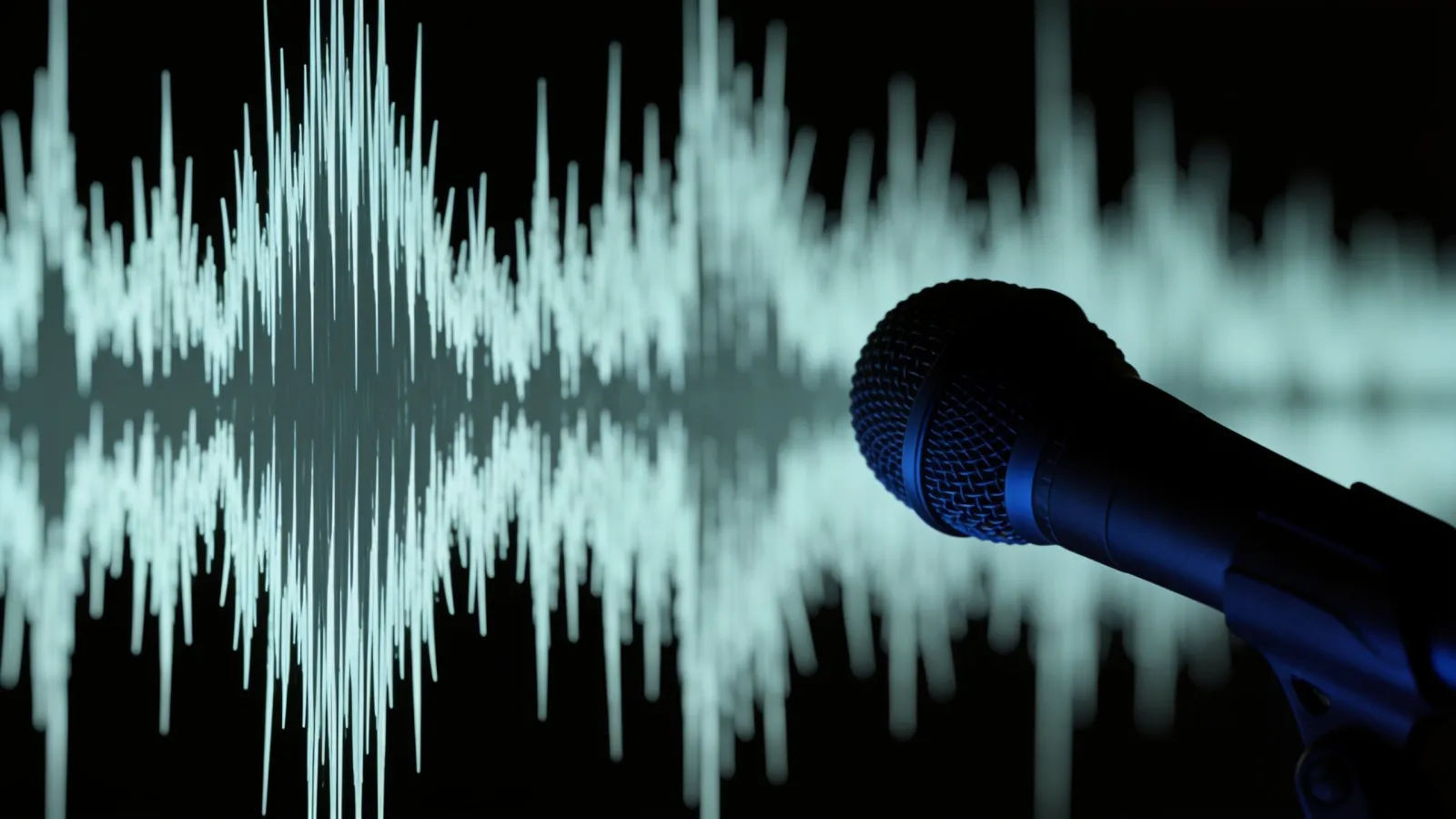 Jagged trembling waveform in cold pale light