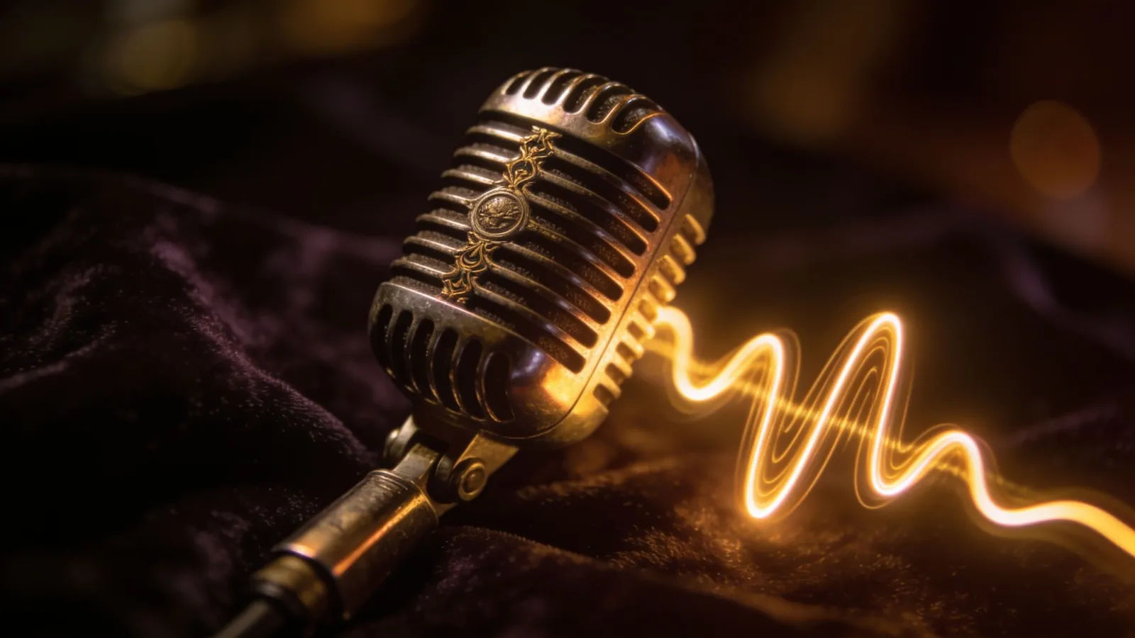 Vintage microphone in warm moody light