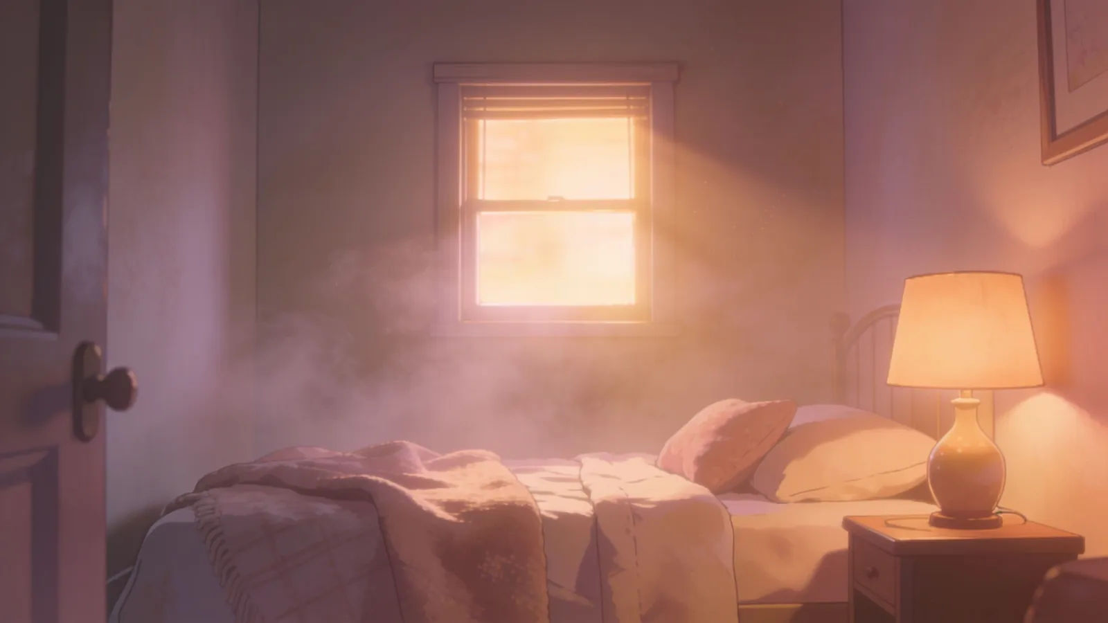 Cozy intimate softly lit room, warm lamp