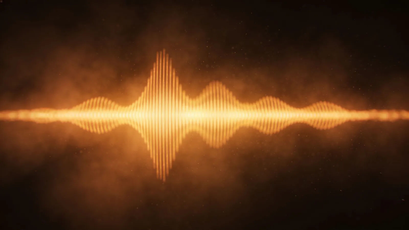 Muffled warm audio waveform in haze